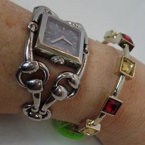 Unbranded Goldtone Bracelet With Multi Color Faux Stones-Costume Jewelry 7"